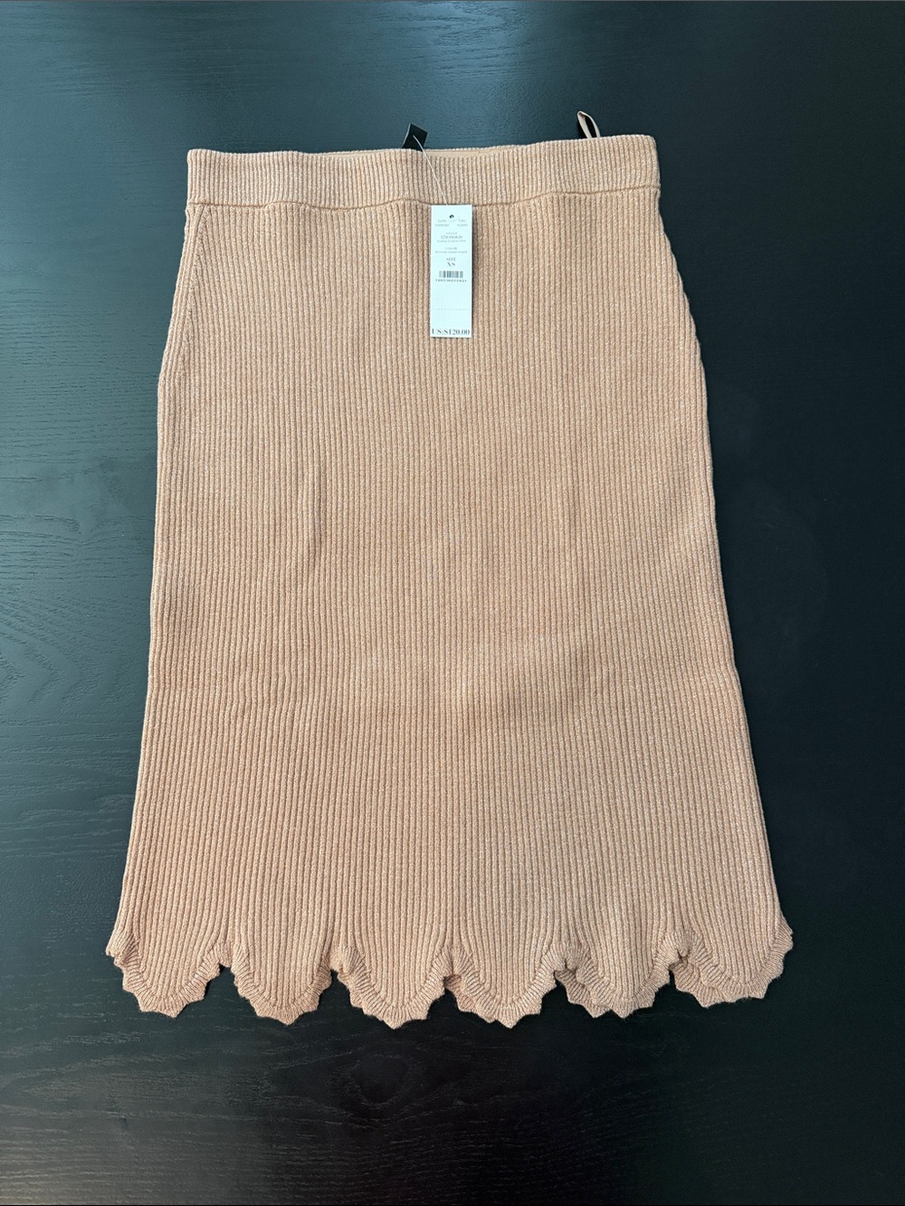 WHBM - Women’s Ribbed Knit Scallop Hem Skirt - Shimmer Mademoiselle
